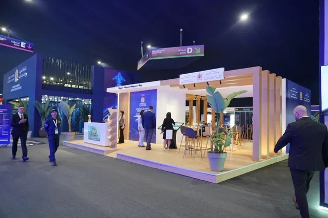 Comptoir et espace d’accueil du pavillon — Marrakech Air Show 2026
